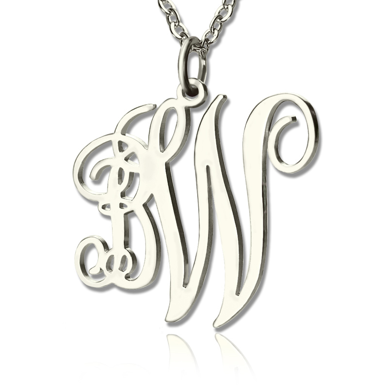 Personalisierte Monogramm Halskette aus Sterlingsilber mit 2 Initialen