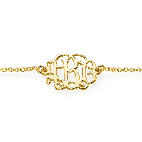 18 Karat vergoldetes Silber Monogramm Armband Fu&szlig;kettchen