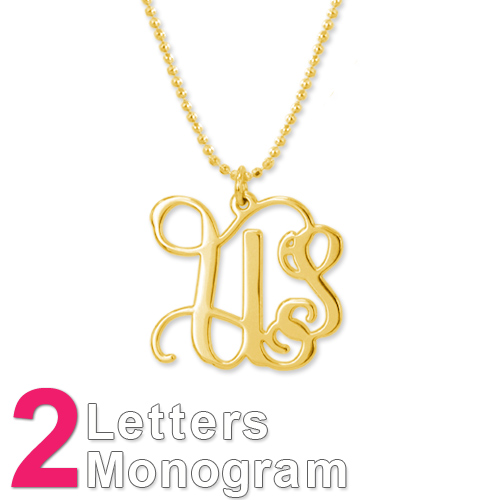 Personalisierte Initialen Halskette aus 18 Karat vergoldetem Sterlingsilber