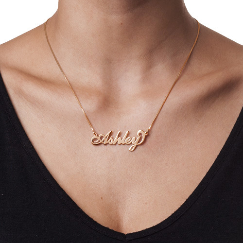 Personalisierte 18ct Rose Gold &uuml;berzogene Namenskette aus Silber