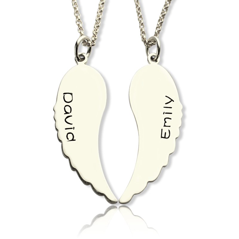 Personalisiertes Angel Wings Halsketten-Set in Silber