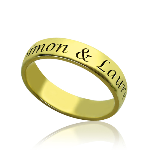 Personalisierter Gravur Namensring aus 18 Karat vergoldetem Material