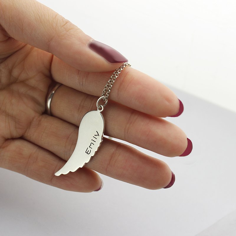 Personalisiertes Angel Wings Halsketten-Set in Silber
