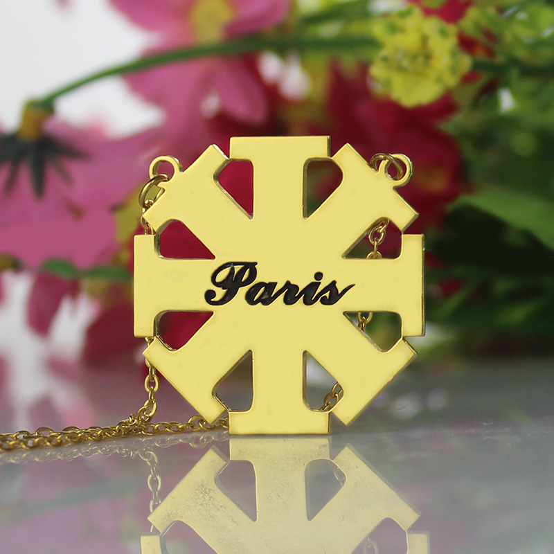 Personalisierte Kreuz Halskette mit Namen | 18 Karat vergoldet | 925 Silber