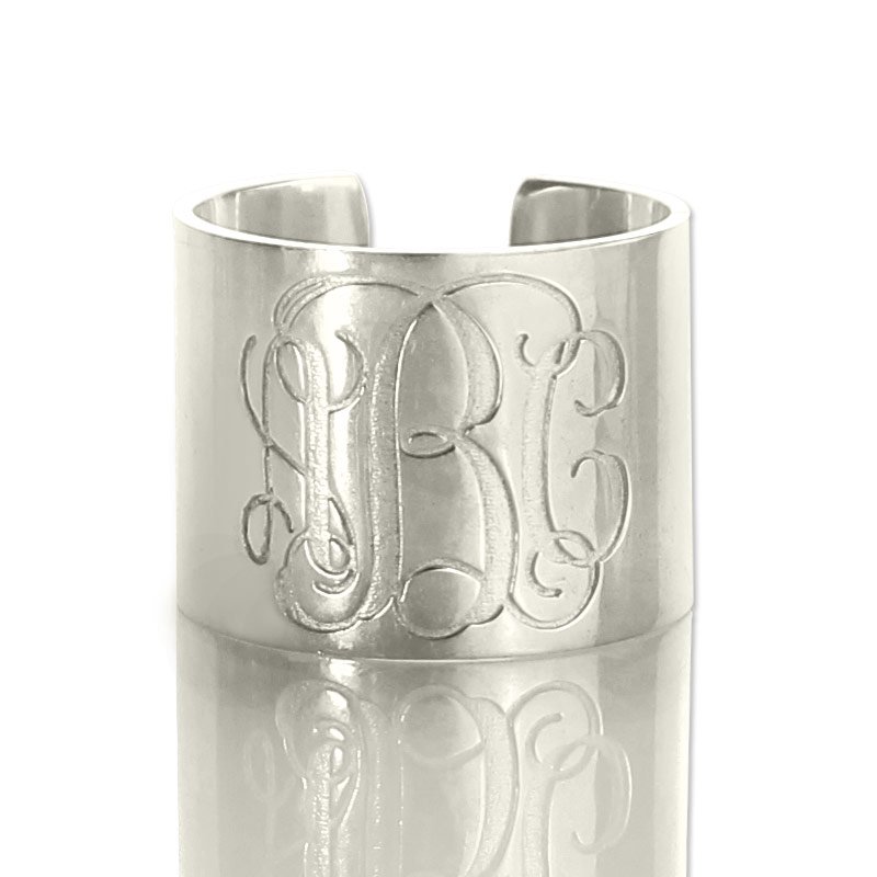 Personalisierter Monogramm Stulpring aus Sterlingsilber
