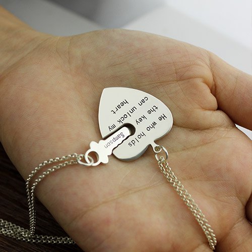 Key und Herz Halsketten Set f&uuml;r Paare - Romantische Geschenkidee
