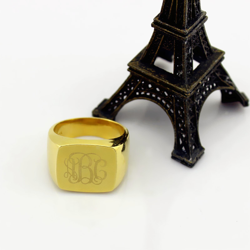 18ct Gold &uuml;berzogener Monogramm Initialen Ring - Modisches Schmuckst&uuml;ck