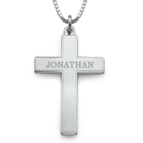 Personalisierte M&auml;nner Kreuz Halskette - Individuelles Geschenk f&uuml;r Ihn