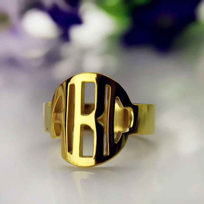 18 Karat vergoldeter Monogramm Ring