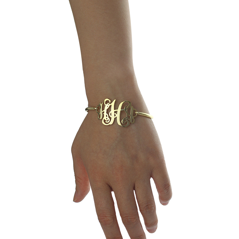 18 Karat vergoldetes Monogramm Initialen Armband - 1 bis 25 Zoll