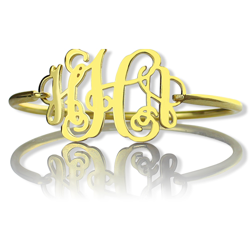 18 Karat vergoldetes Monogramm Initialen Armband - 1 bis 25 Zoll
