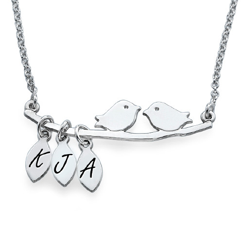 Personalisierte Mama Schmuck Silber Vogel Halskette - Individuelles Geschenk f&uuml;r M&uuml;tter