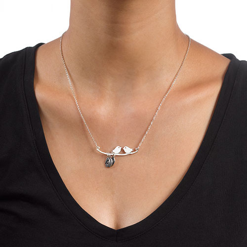Personalisierte Mama Schmuck Silber Vogel Halskette - Individuelles Geschenk f&uuml;r M&uuml;tter