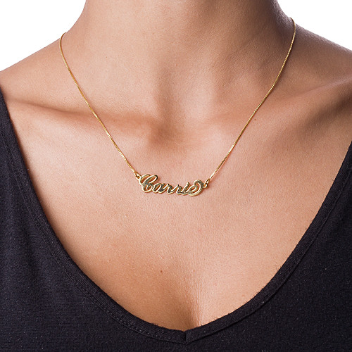 Kleine 18ct vergoldete Silber Carrie Namenskette - Personalisierte Schmuckst&uuml;cke