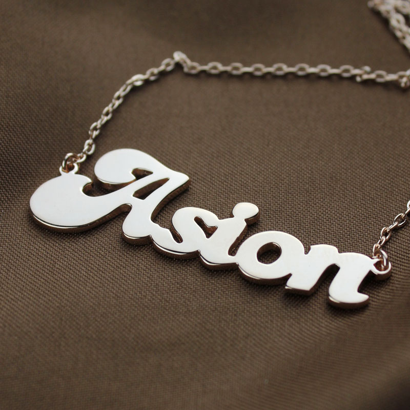 Personalisierte 18ct Rose Gold &uuml;berzogene BANANEN Schrift Art Name Halskette