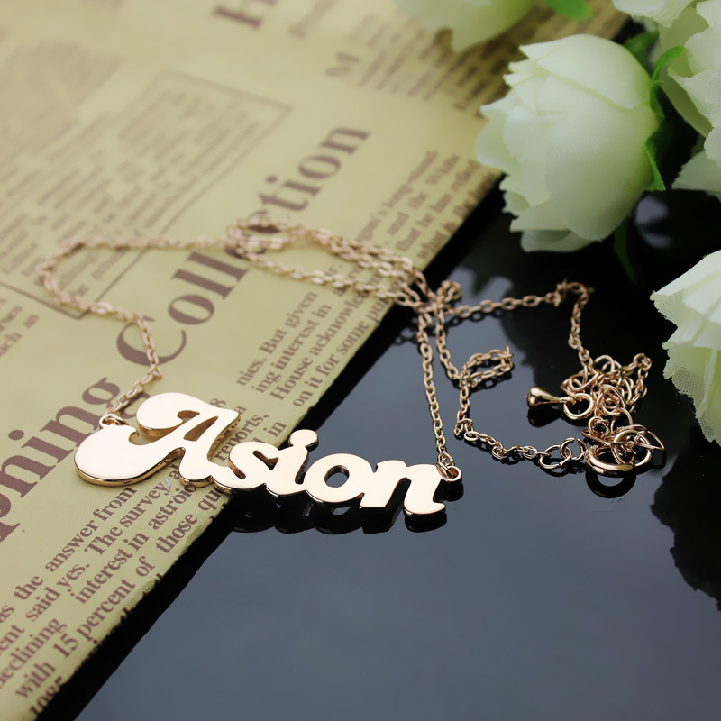 Personalisierte 18ct Rose Gold &uuml;berzogene BANANEN Schrift Art Name Halskette