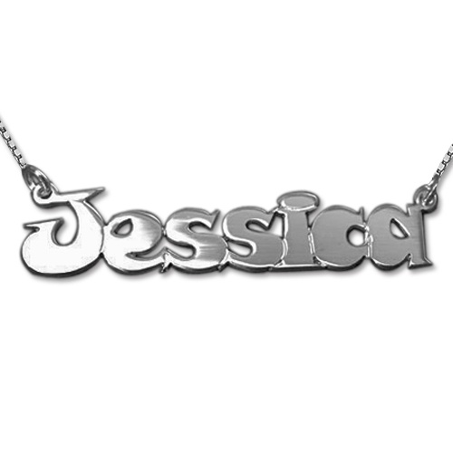 Personalisierte Comic Art Silber Namenskette - Individuelle Geschenkidee
