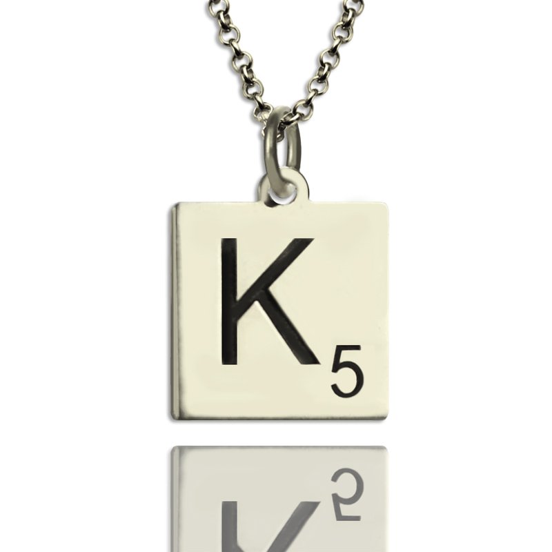 Scrabble Anfangsbuchstaben Halskette aus Sterling Silber - Personalisierte Schmuckst&uuml;cke