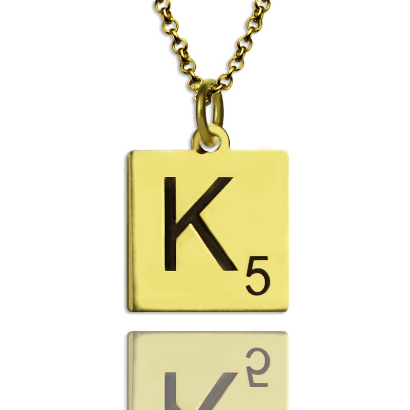 Personalisierte Scrabble Anfangsbuchstaben Halskette - 18 Karat vergoldet