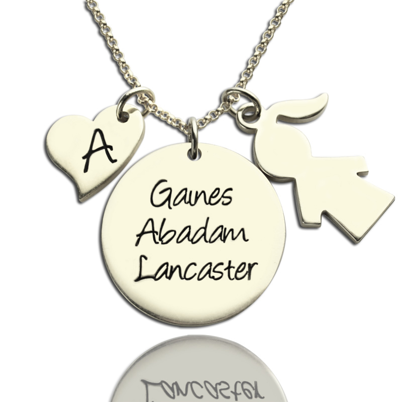 Personalisierte Mutter Halskette mit Kindernamen Charm aus Sterling Silber - Geschenk f&uuml;r M&uuml;tter