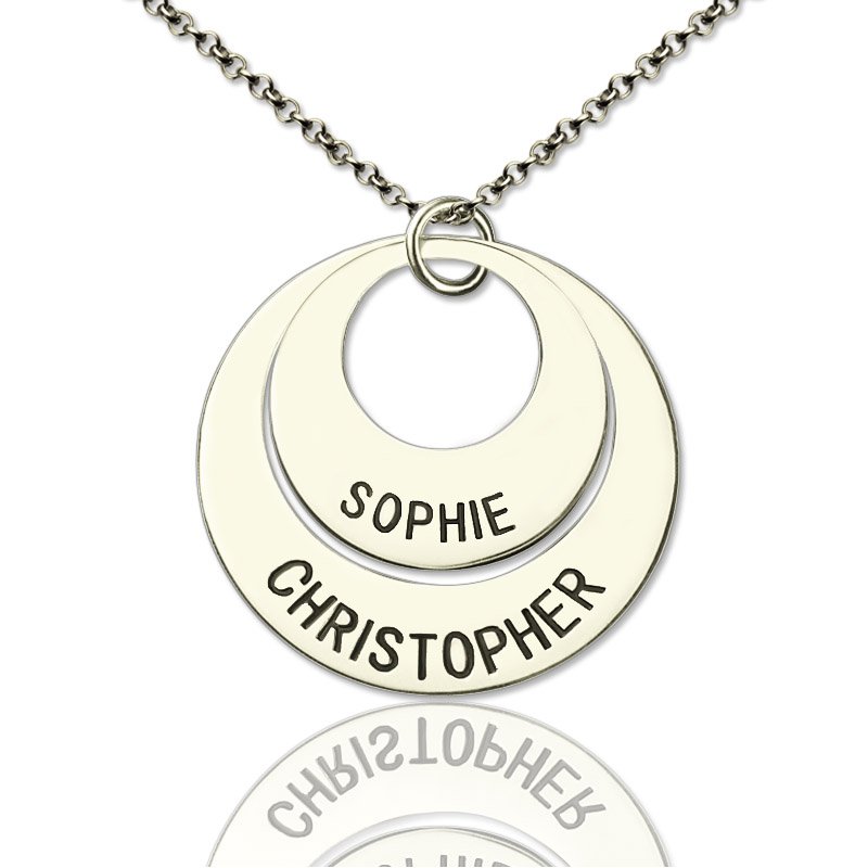 Personalisierte Mutter Halskette mit graviertem Ring aus Sterling Silber