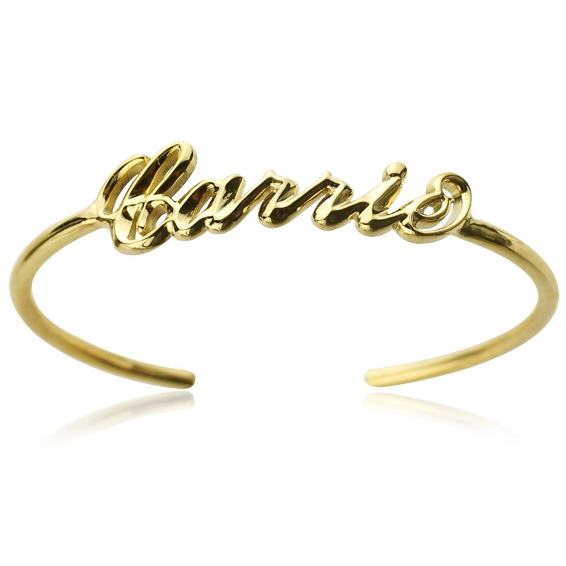 Personalisierter Armreif mit Namen, vergoldet mit 18 Karat Gold