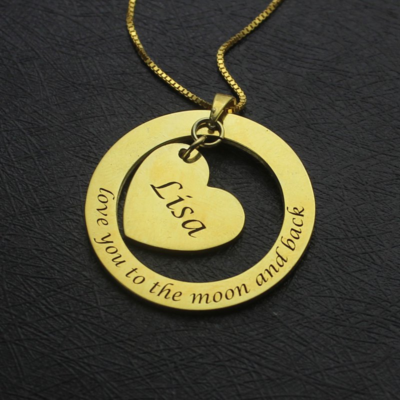 Personalisierte Versprechen Halskette mit Namen Phrase - 18 Karat vergoldet