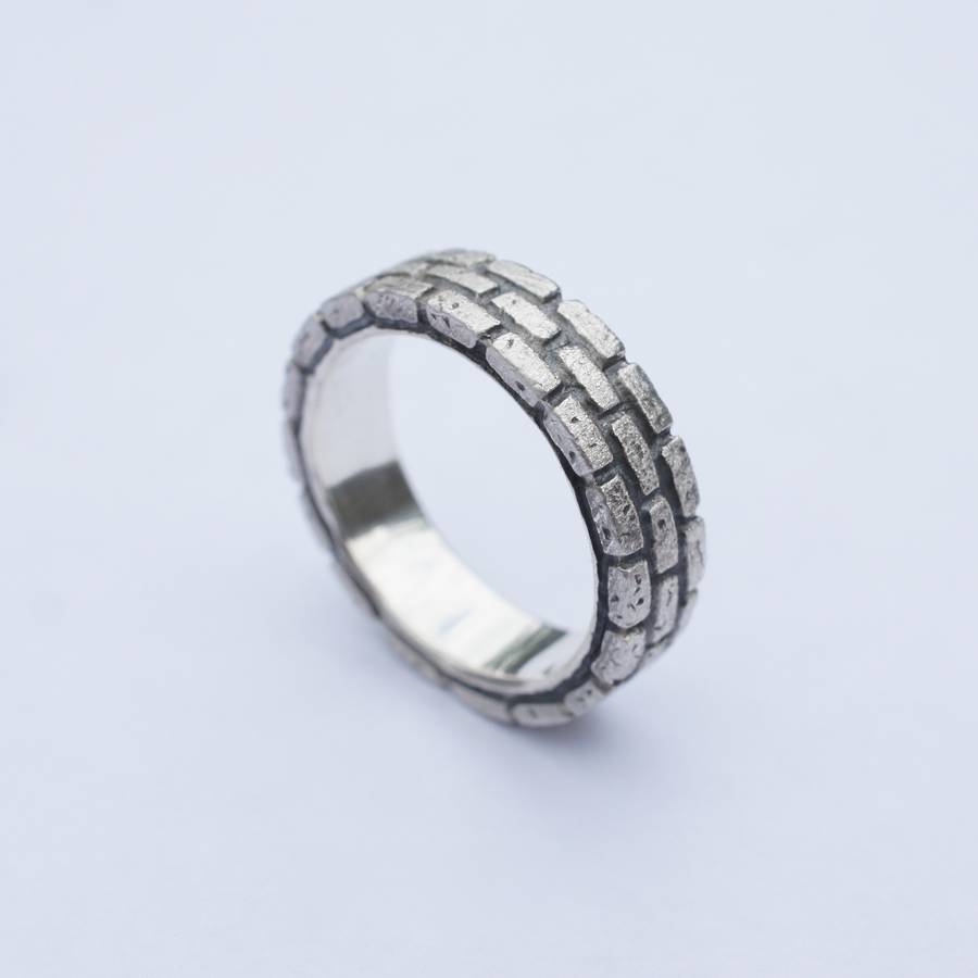 Silberner Ziegelstein Ring - Hochwertiger Schmuck aus Silber