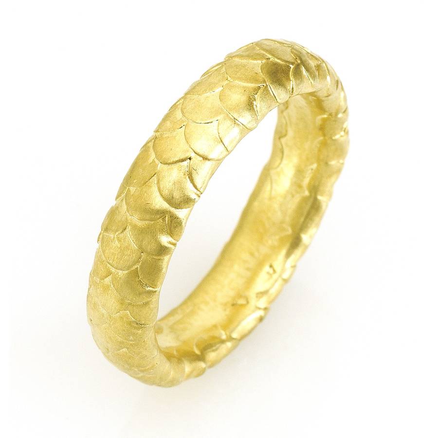 Herren Fisch Skala Muster Hochzeit Ring aus 18 Karat Gold