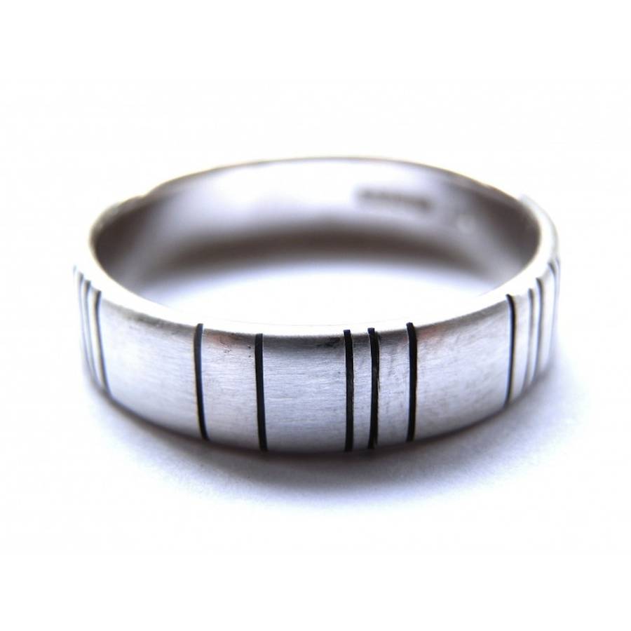 Herren Silber Barcode Oxidierter Ring - Hochwertiger Schmuck f&uuml;r M&auml;nner