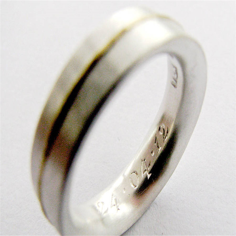 Mittlerer Sterling Silber Ring mit 18 Karat Gold Details - Hochwertiger Schmuck