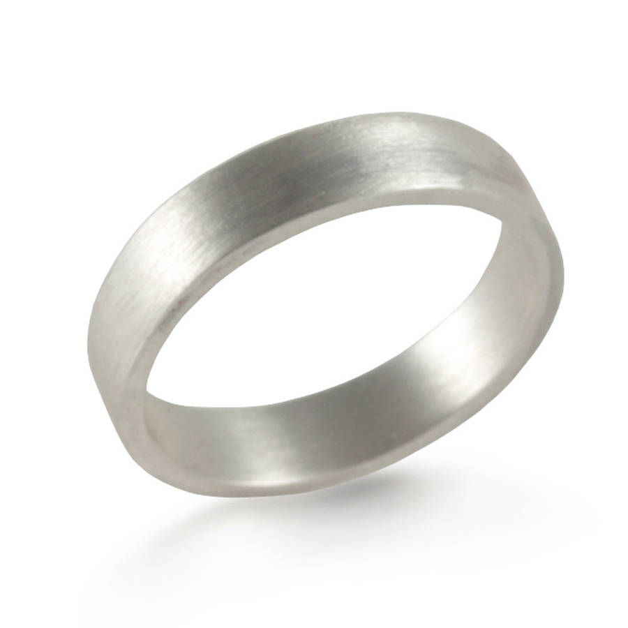Sterling Silber Oxidierter Flacher Hochzeitsband Ring - Hochwertiger Schmuck